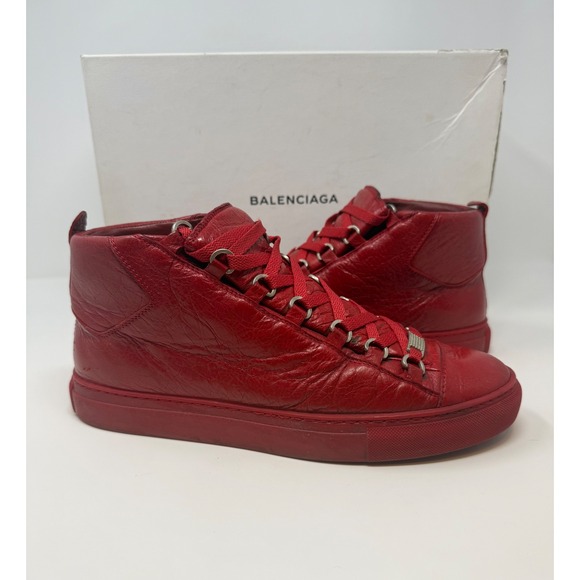 Balenciaga Arena High Top Sneaker Red Leather Size 8 US 41 EU